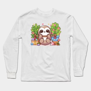 Playful Kawaii Sloth Long Sleeve T-Shirt